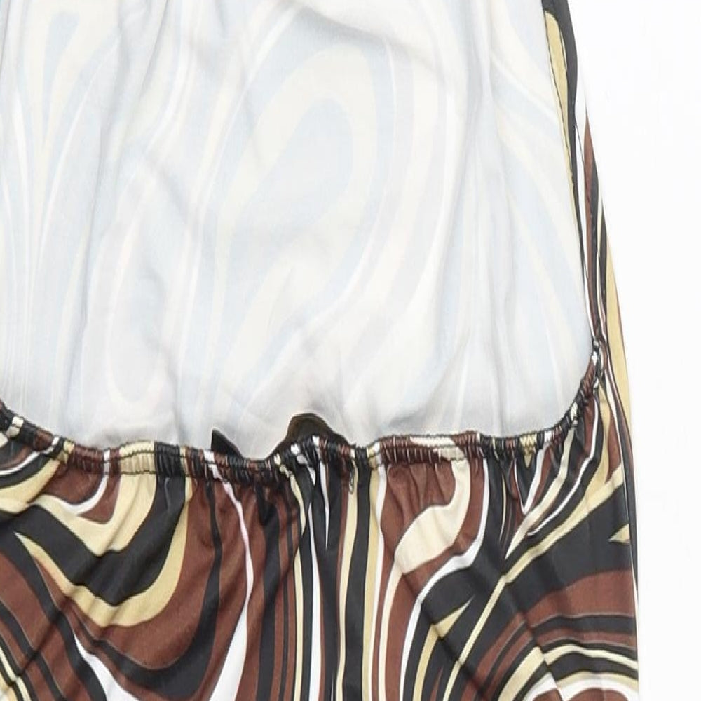 I SAW IT FIRST Womens Brown Geometric Polyester Mini Size 6 Halter Pullover - Abstract