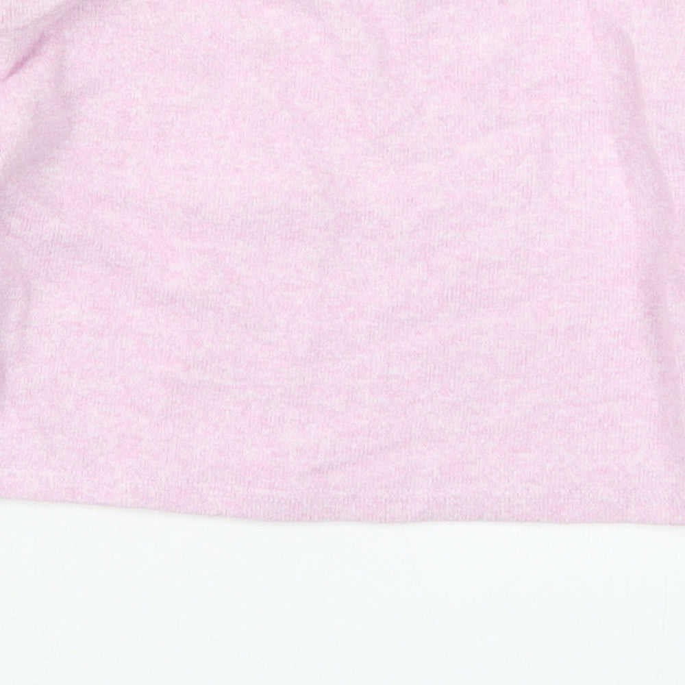 Matalan Girls Pink Polyester Cropped T-Shirt Size 6 Years Crew Neck Pullover