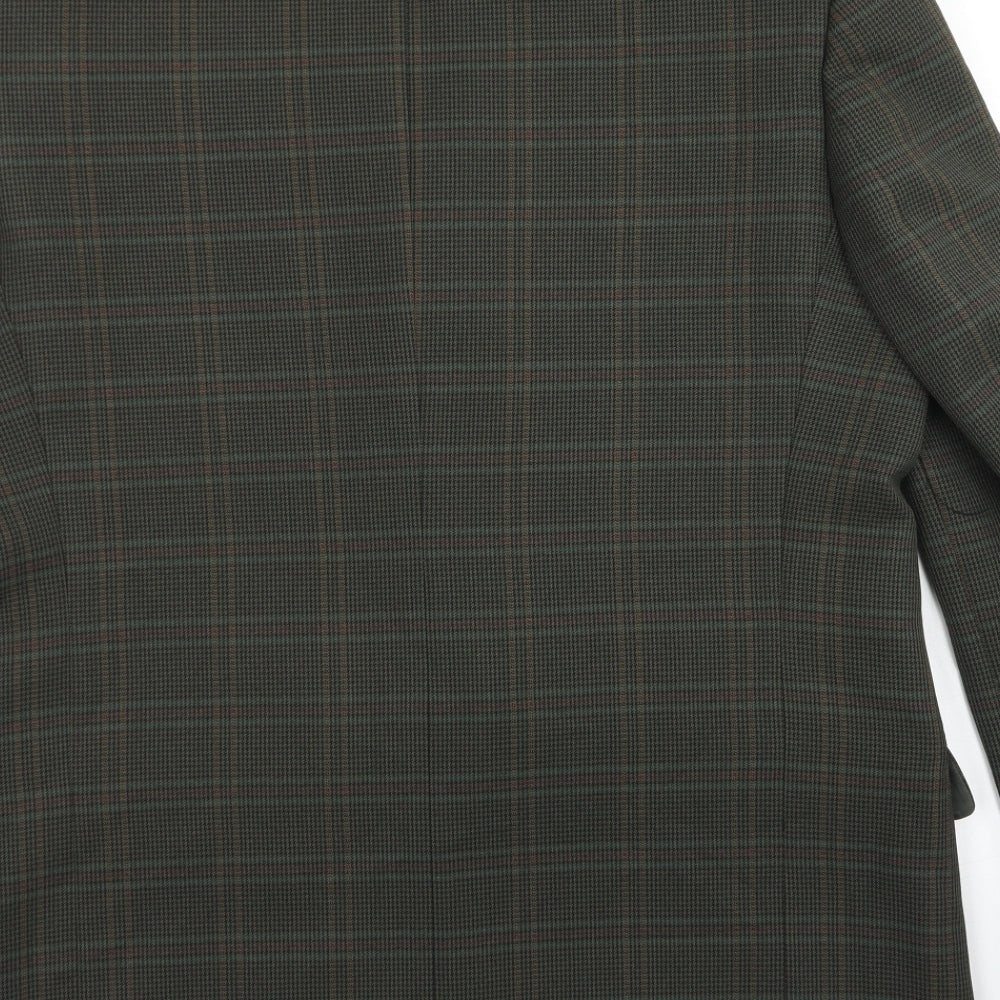 Berkertex Mens Green Plaid Polyester Jacket Blazer Size 42