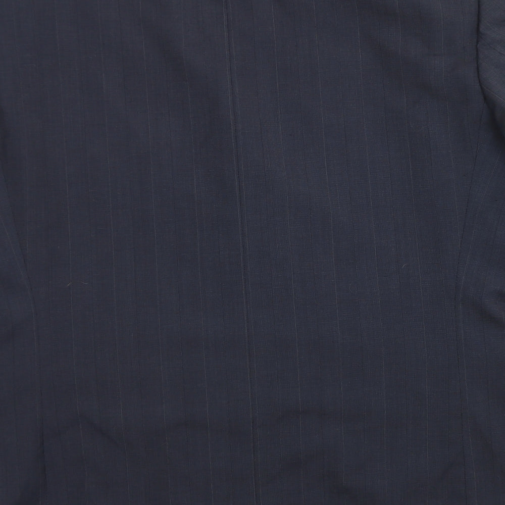 St Michael Mens Blue Striped Polyester Jacket Blazer Size 40
