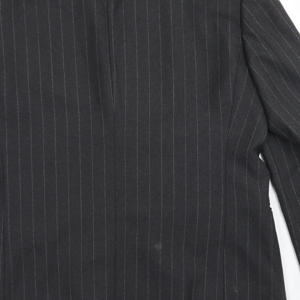 Di Caprio Mens Grey Striped Polyester Jacket Blazer Size 40