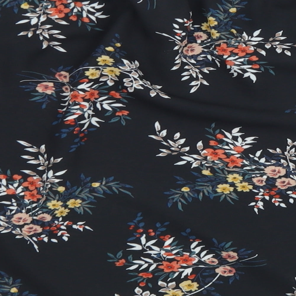 Atmosphere Womens Black Floral Polyester Cropped Blouse Size 14 Off the Shoulder