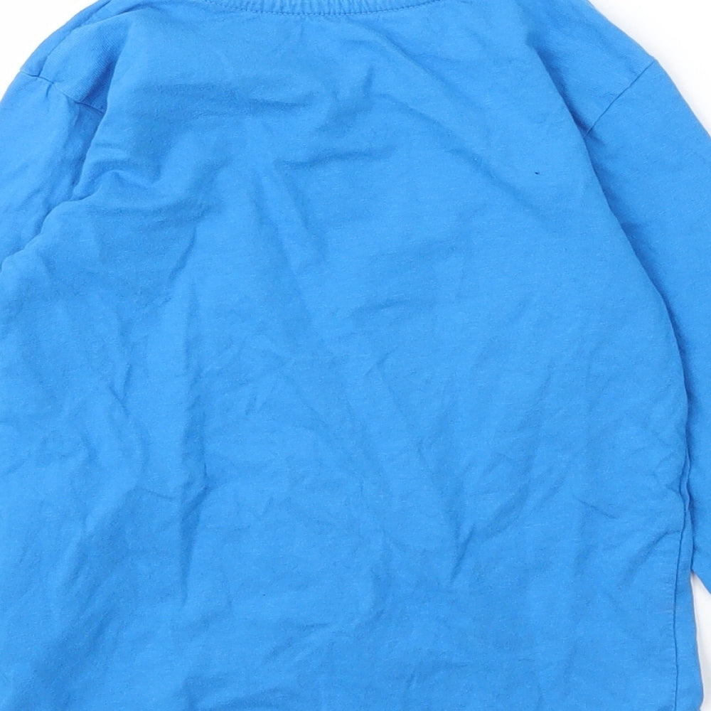 Preworn Boys Blue Cotton Basic T-Shirt Size 6 Years Round Neck - Dinosaur