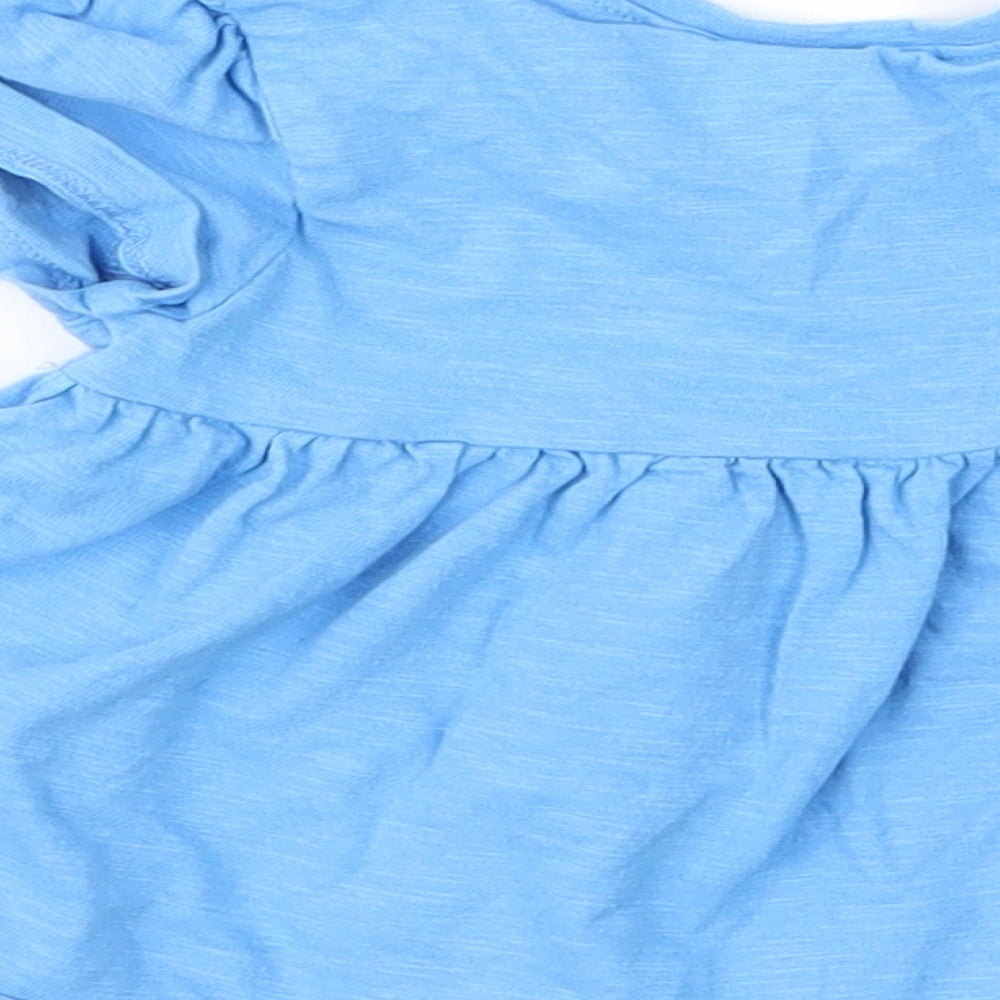 NEXT Girls Blue Cotton Basic Blouse Size 12 Months Round Neck