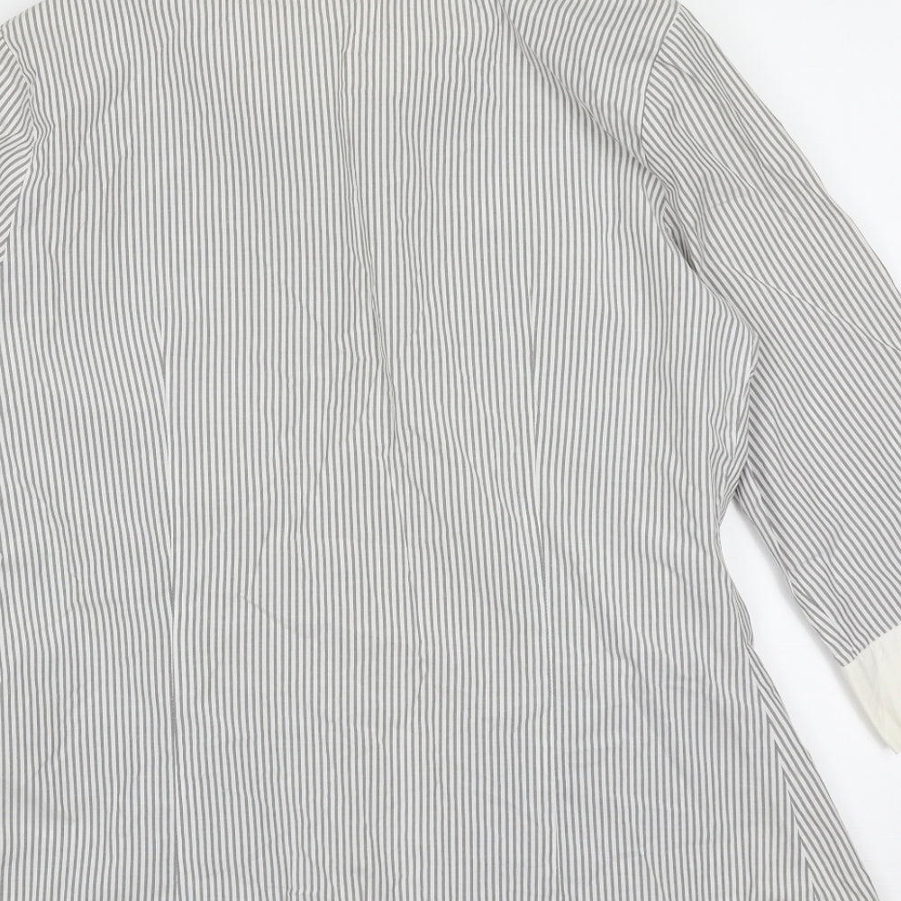 Principles Womens Grey Striped Cotton Basic Blouse Size 12 Collared