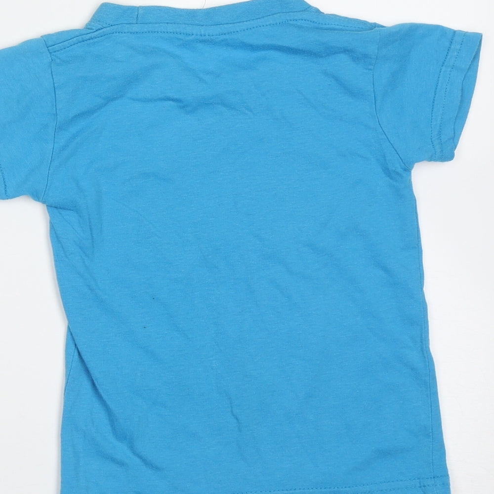 Preworn Boys Blue Cotton Basic T-Shirt Size S Round Neck - turtle