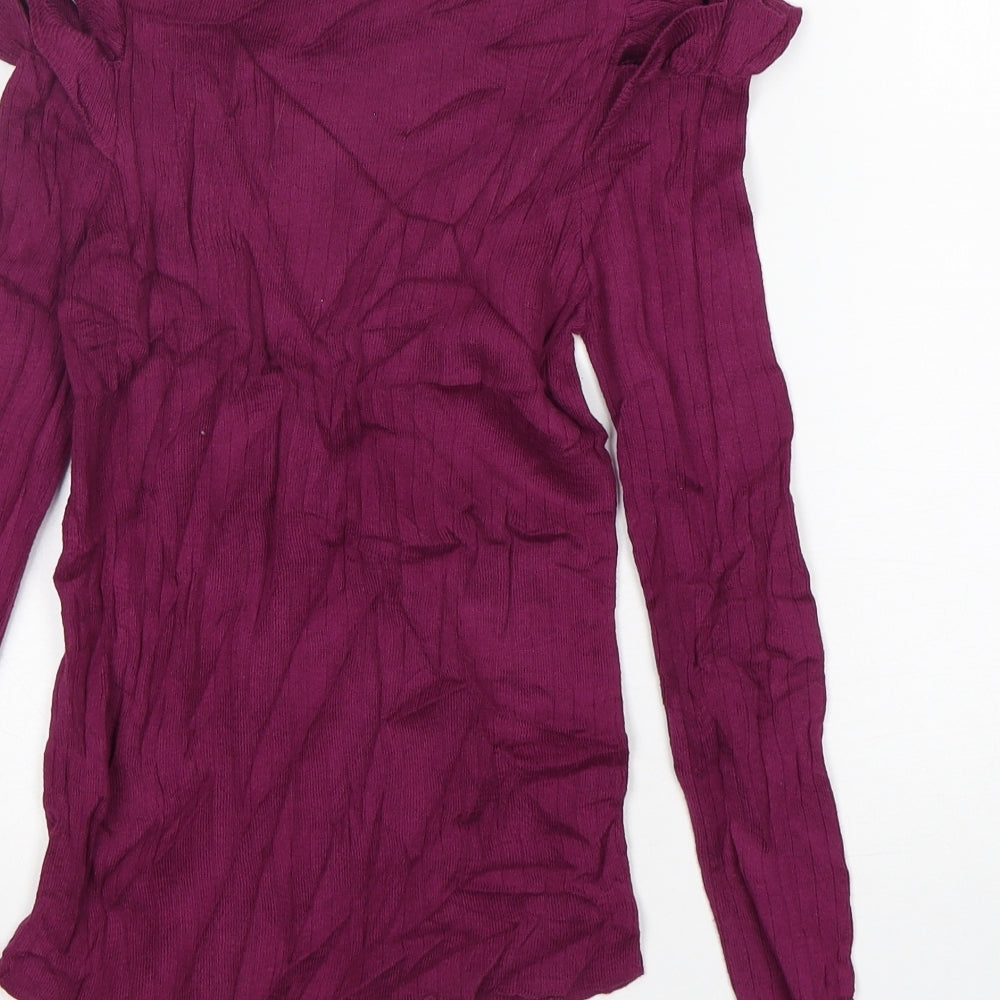 FOREVER 21 Womens Purple Round Neck Cotton Pullover Jumper Size L
