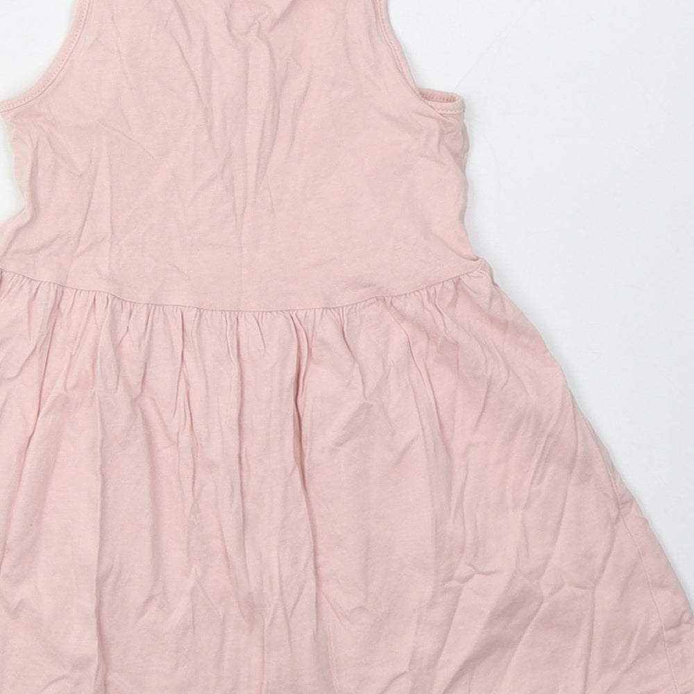 H&M Girls Pink Cotton A-Line Size 2-3 Years Scoop Neck Pullover