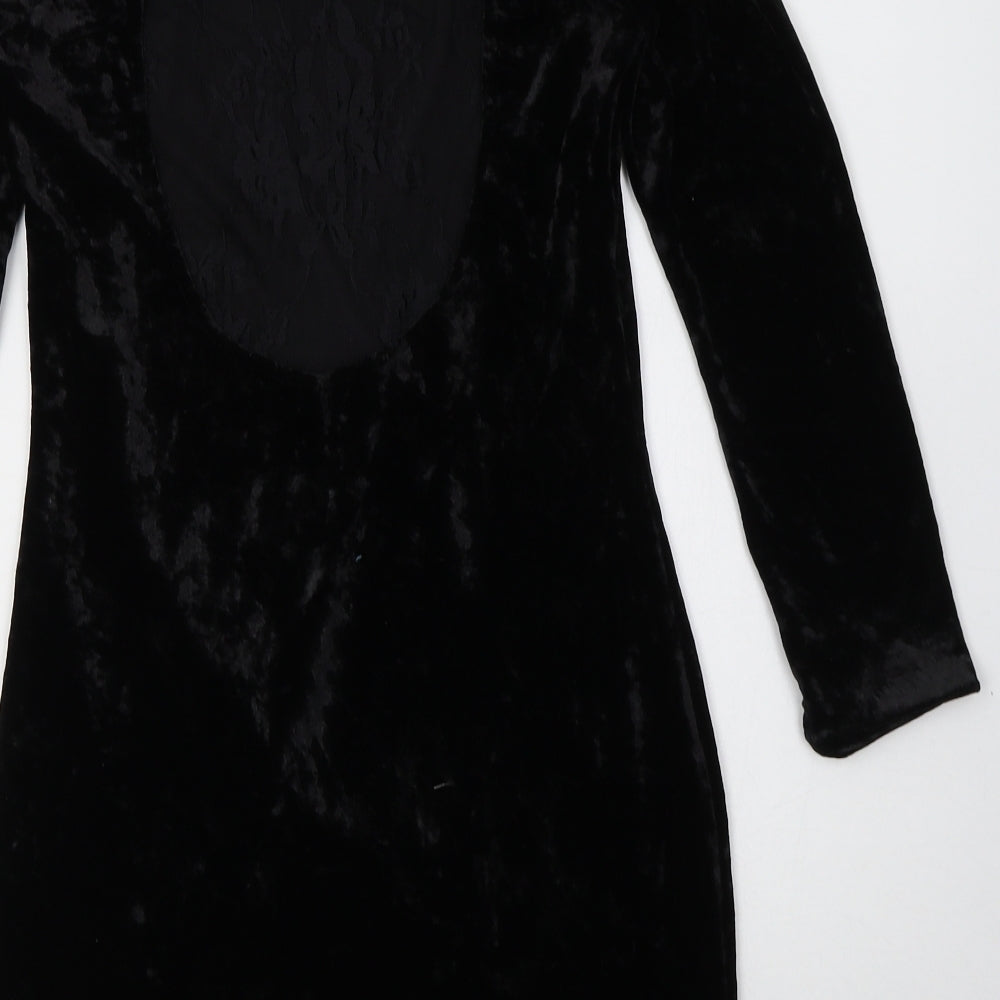 COTTON CLUB Womens Black Polyester Bodycon Size 8 Boat Neck Pullover