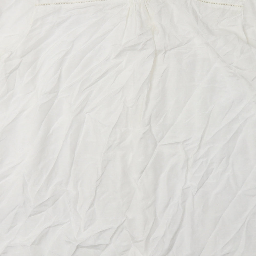 River Island Womens White Viscose Basic Button-Up Size 12 V-Neck