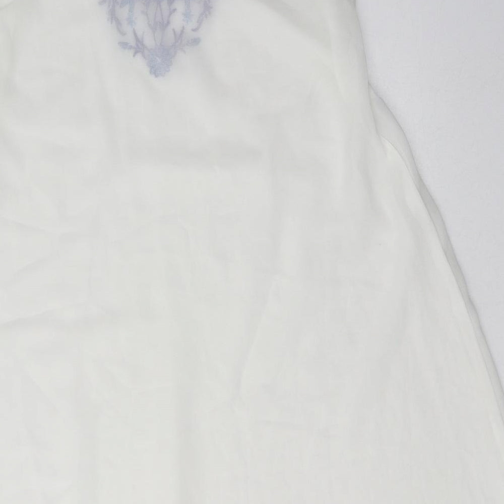 Peacocks Womens White Floral Polyester A-Line Size S Scoop Neck Pullover