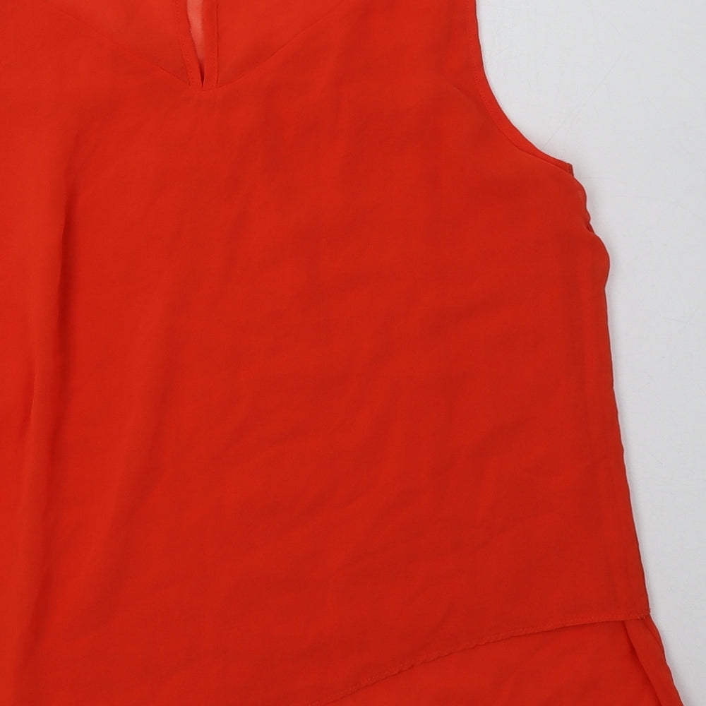 VILA Womens Orange Polyester Basic Tank Size M Crew Neck