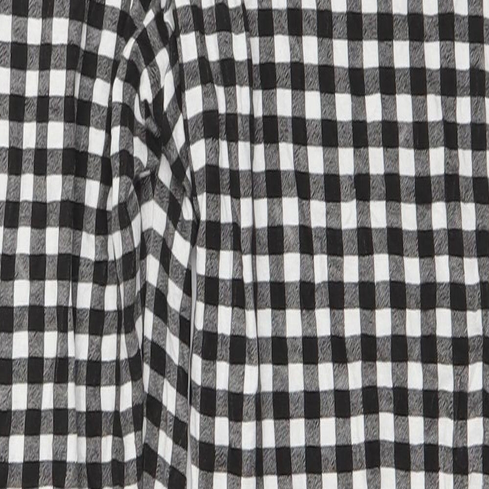 PRETTYLITTLETHING Womens Black Check Polyester Trousers Size 12 L26 in Regular