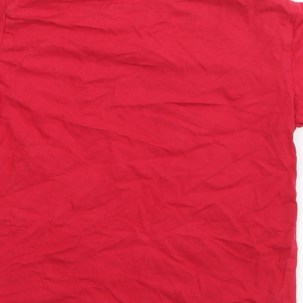 Primark Boys Red Cotton Basic T-Shirt Size 5-6 Years Round Neck Pullover - Football