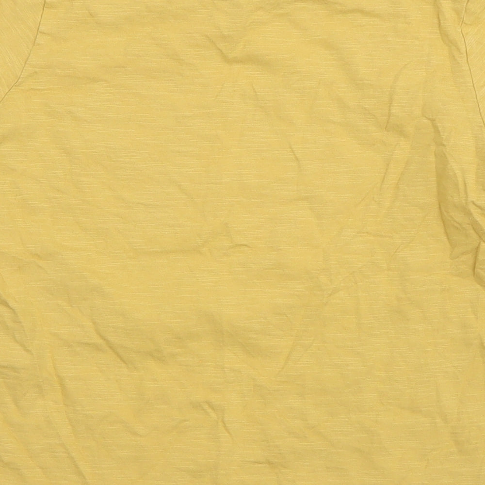 Marks and Spencer Boys Yellow Cotton Basic T-Shirt Size 9-10 Years Round Neck Pullover - Wild Flower