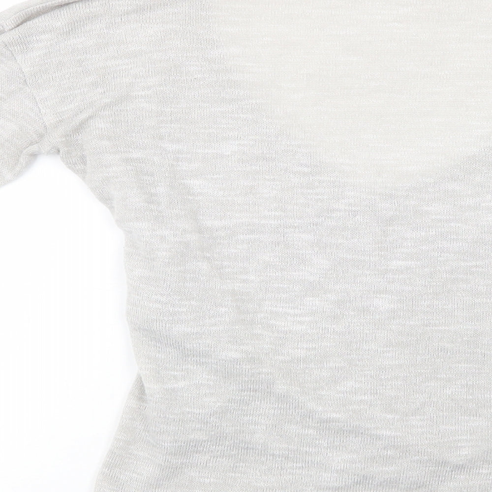 H&M Womens Grey V-Neck Polyester Pullover Jumper Size S