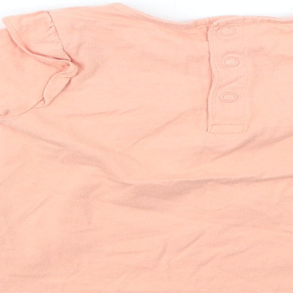TU Baby Pink Cotton Basic Blouse Size 9-12 Months Crew Neck Snap
