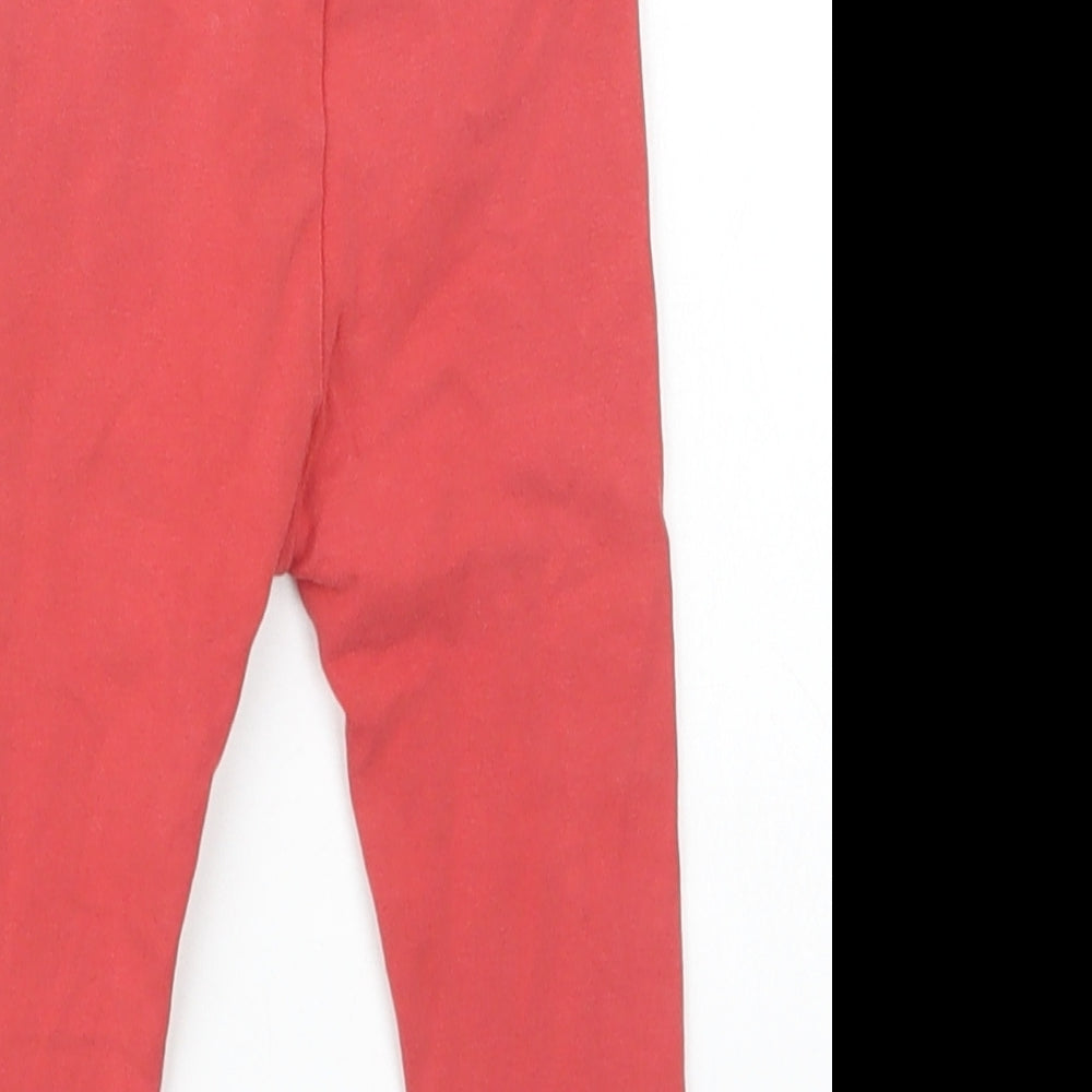 Mothercare Baby Red Cotton Jogger Leggings Size 9-12 Months