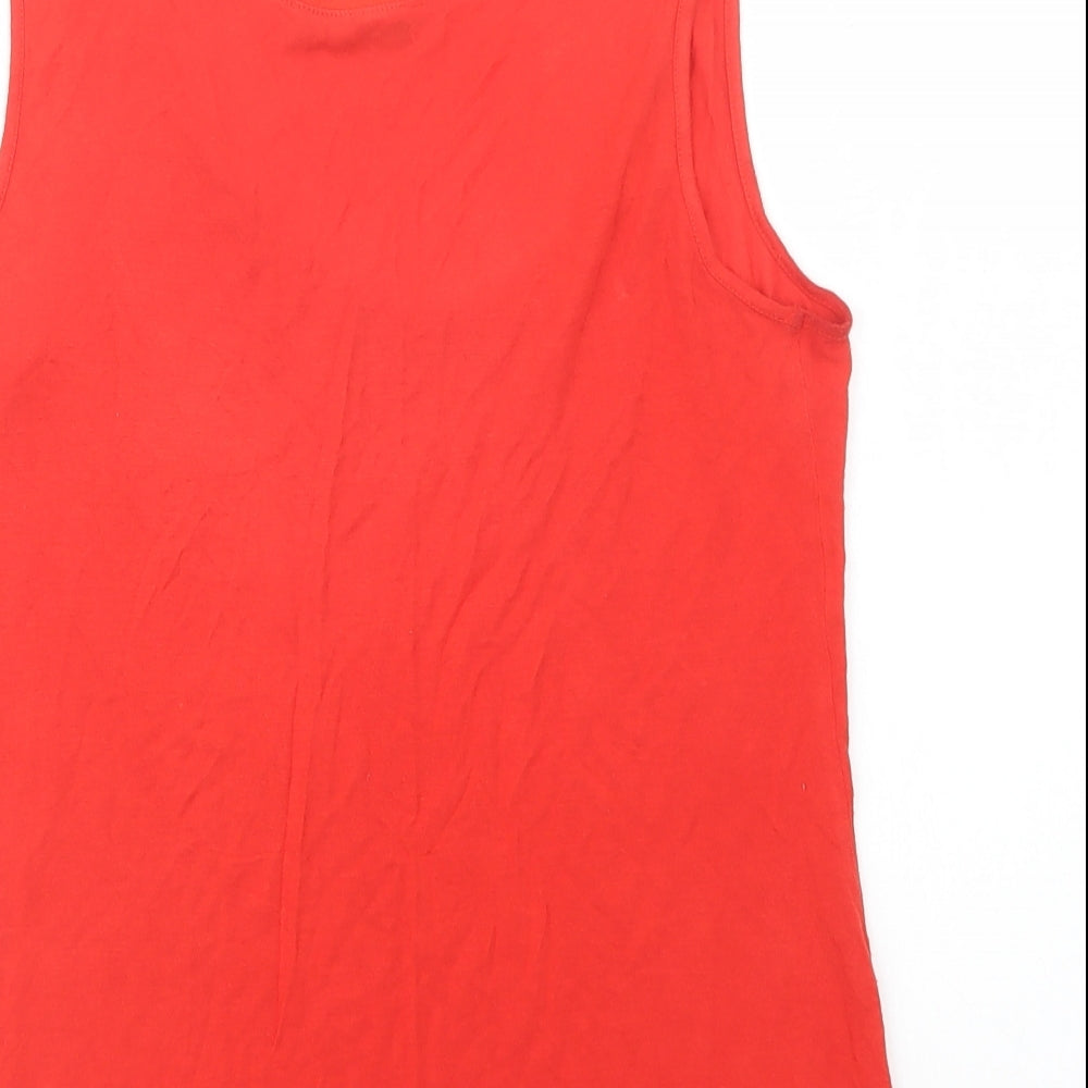 Oasis Womens Red Viscose Basic Blouse Size S Scoop Neck