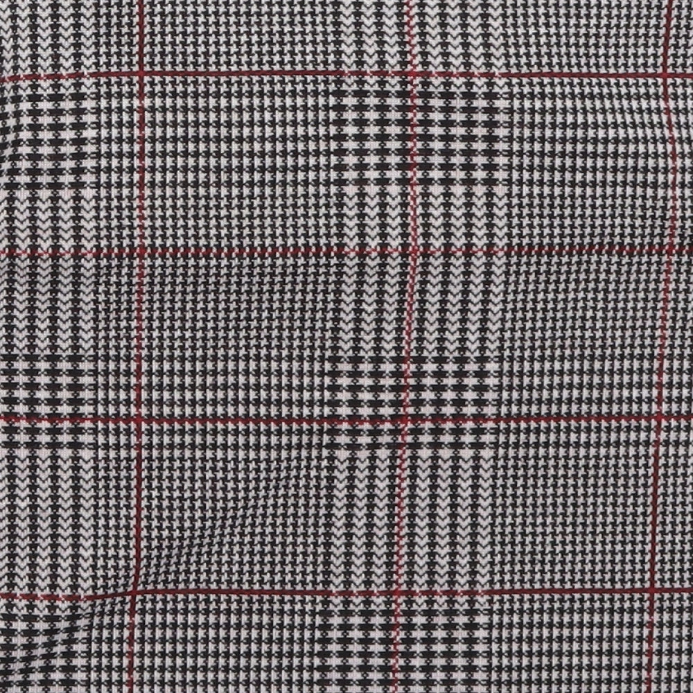 Topshop Womens Black Houndstooth Polyester Cropped T-Shirt Size 8 Round Neck