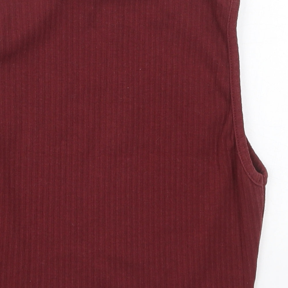 Missguided Womens Red Cotton Cropped Tank Size 4 Round Neck