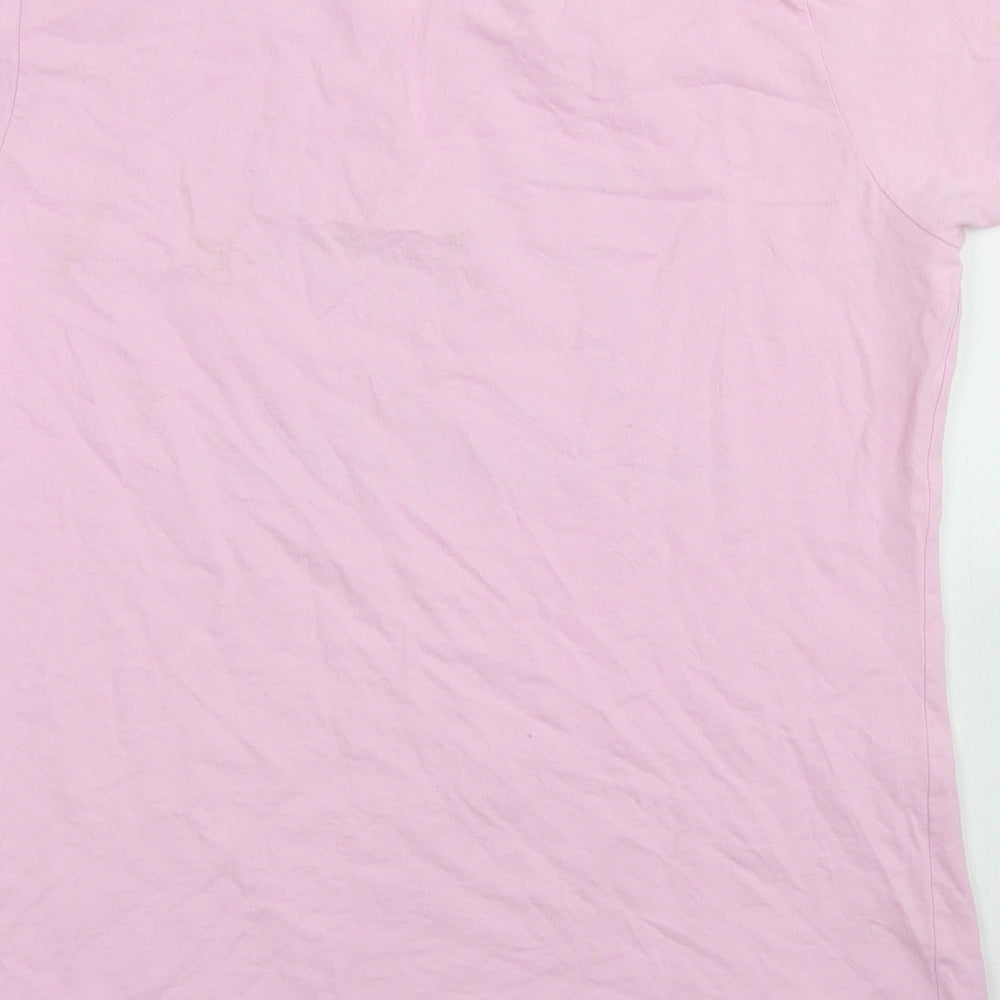 Fruit of the Loom Womens Pink Cotton Basic T-Shirt Size L Crew Neck - Pink Ladies