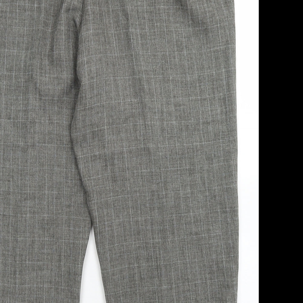 Bonmarché Womens Grey Plaid Polyester Dress Pants Trousers Size 18 L23 in Regular
