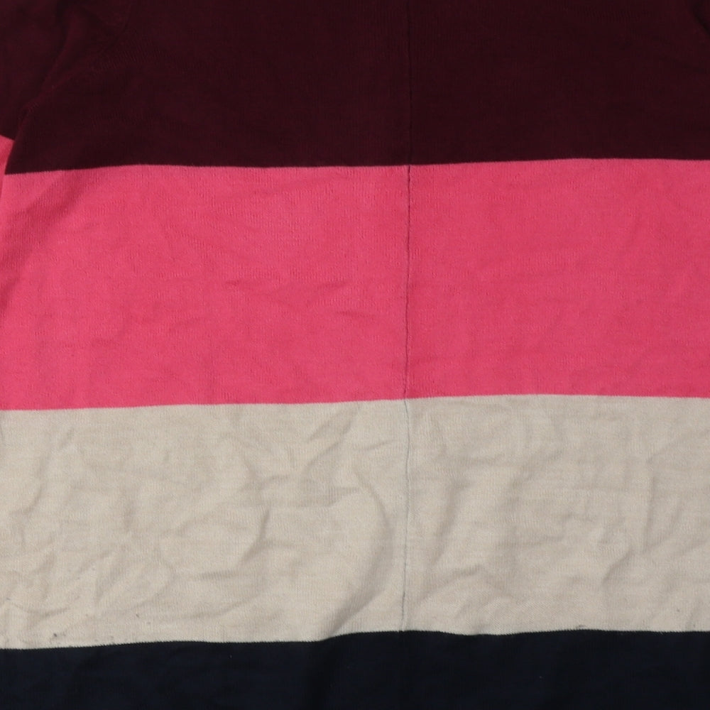 Marks & Spencer Womens Multicoloured Striped Acrylic Jumper Dress Size 10 V-Neck Pullover