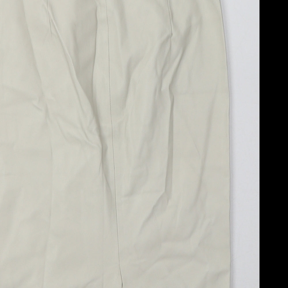 Zara Womens Beige Polyurethane A-Line Skirt Size S Zip