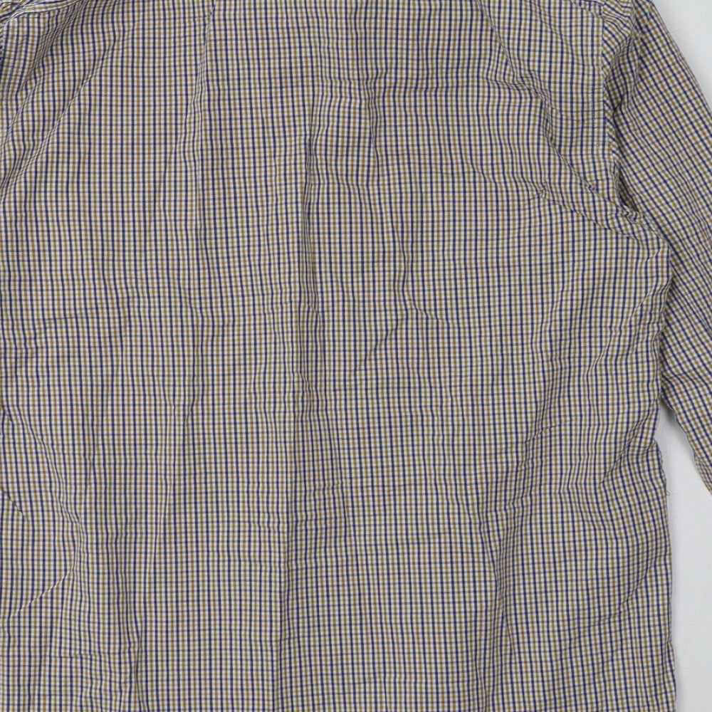 Next Mens Yellow Check Cotton Polo Size S Collared Button