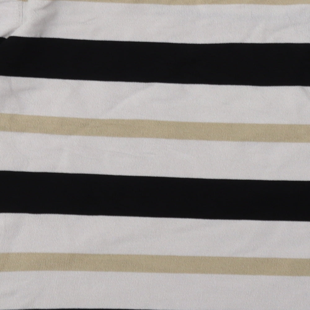 Alexara Womens White Striped Polyamide Pullover Sweatshirt Size L Pullover