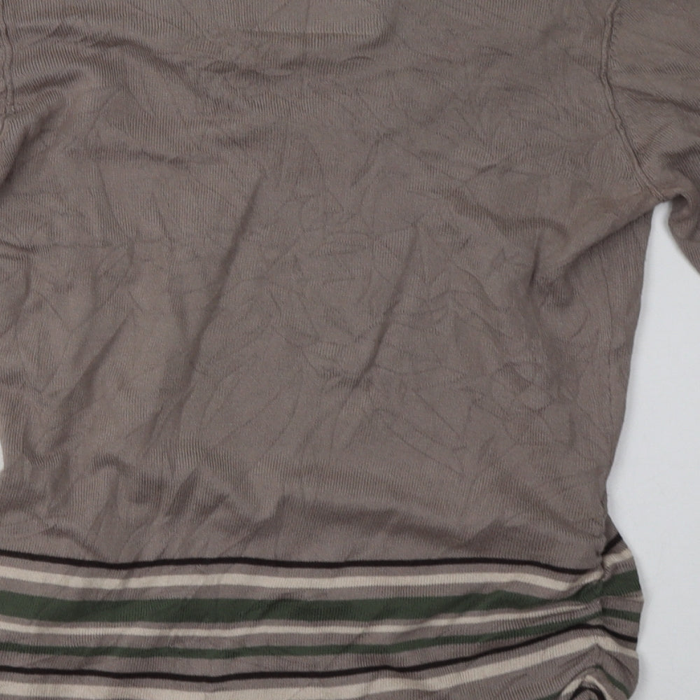 Debenhams Womens Grey Striped Cotton Pullover Sweatshirt Size 14 Pullover