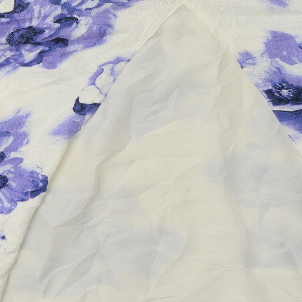Oasis Womens Purple Floral Cotton Pullover Sweatshirt Size S Pullover