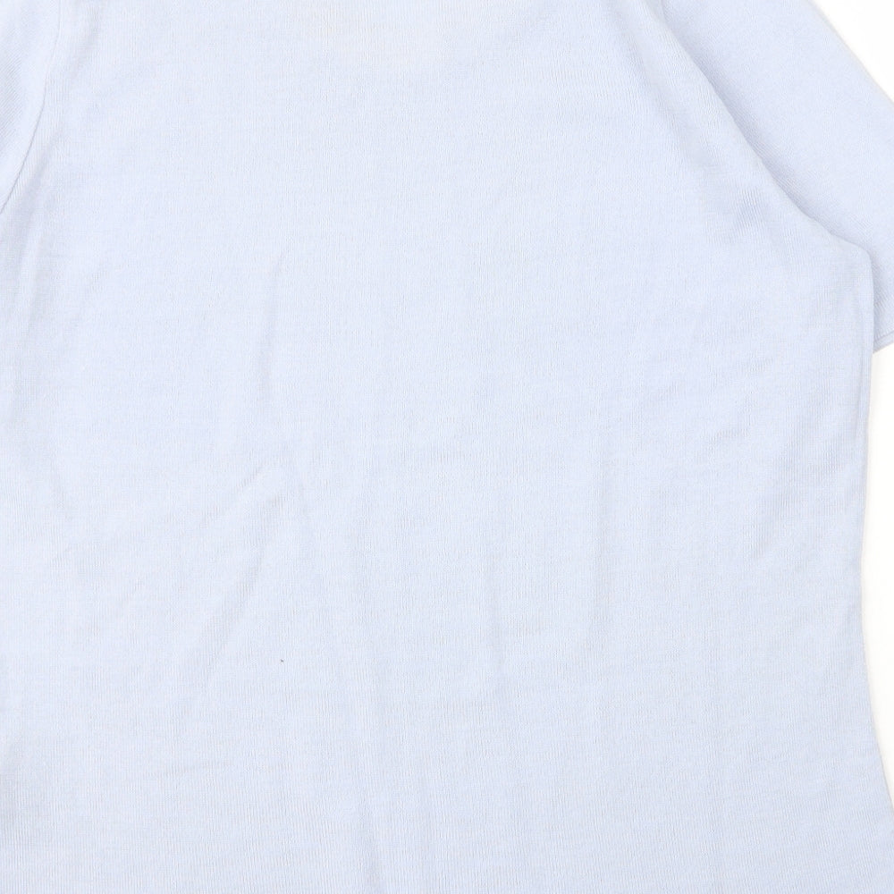 LUCIA Womens Blue Acrylic Basic Blouse Size 18 Scoop Neck