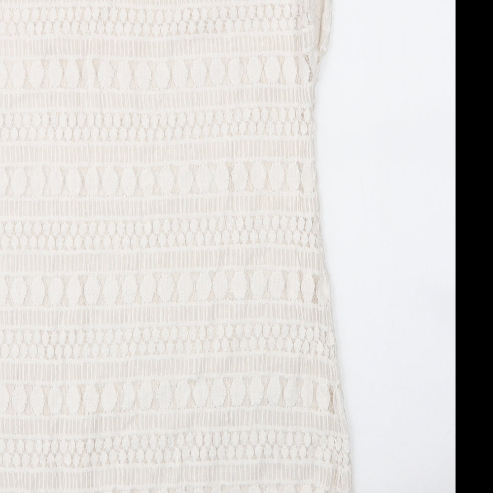 Stella & Dot Womens White Cotton Shift Size M Round Neck