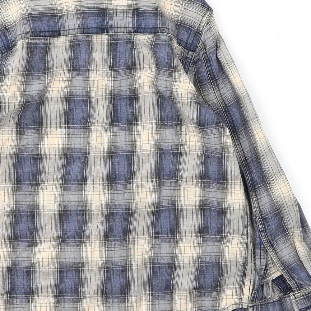 NEXT Boys Beige Plaid Cotton Basic Button-Up Size 6 Years Collared Button