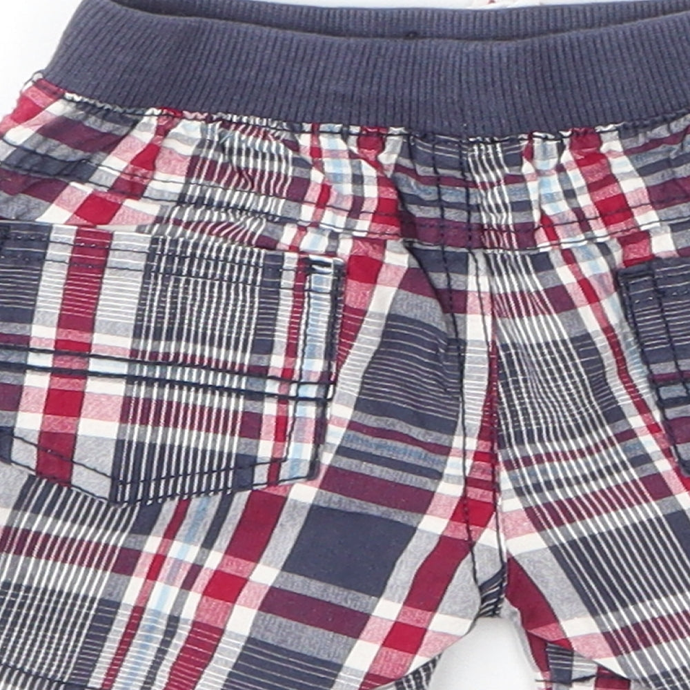 Matalan Boys Blue Plaid Cotton Capri Leggings Size 3-6 Months Drawstring