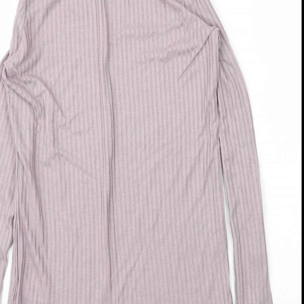 NEXT Womens Purple Viscose Basic T-Shirt Size 6 Roll Neck