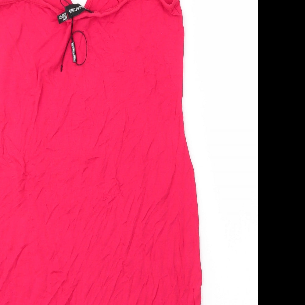 PRETTYLITTLETHING Womens Red Viscose Camisole Blouse Size 10 V-Neck