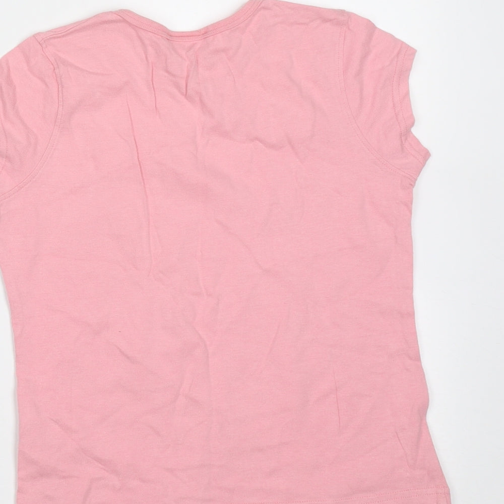 NEXT Girls Pink Cotton Basic T-Shirt Size 9 Years Round Neck - monkey