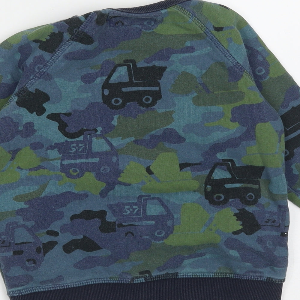 NEXT Boys Blue Camouflage Cotton Pullover Sweatshirt Size 2-3 Years - trucks