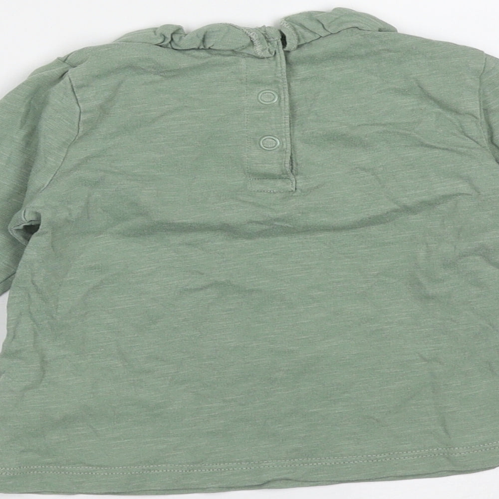 TU Girls Green Cotton Basic T-Shirt Size 9-12 Months Round Neck