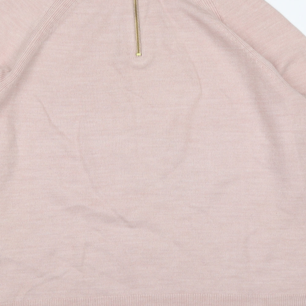 Marks and Spencer Womens Pink Round Neck Geometric Acrylic Pullover Jumper Size 12