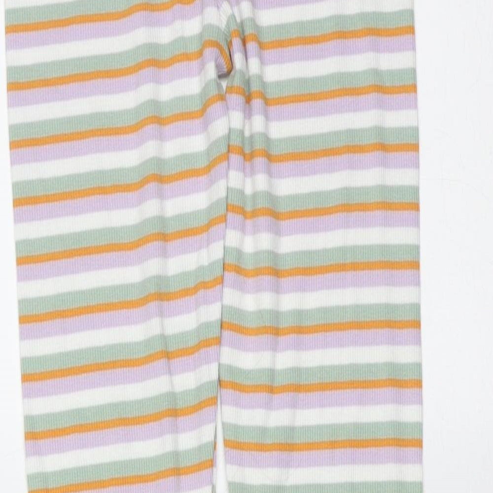 TU Girls Multicoloured Striped Cotton Carrot Trousers Size 9 Months Extra-Slim - leggings