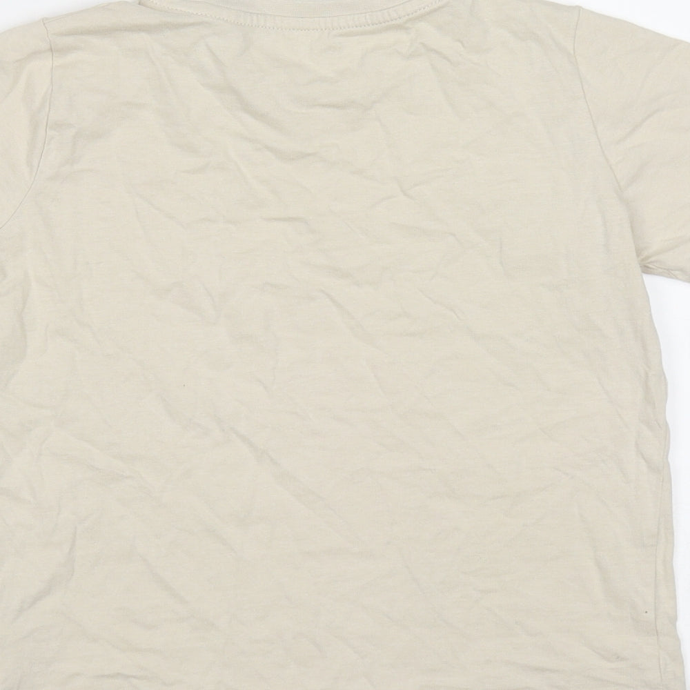 TU Boys Beige Cotton Basic T-Shirt Size 8 Years Round Neck