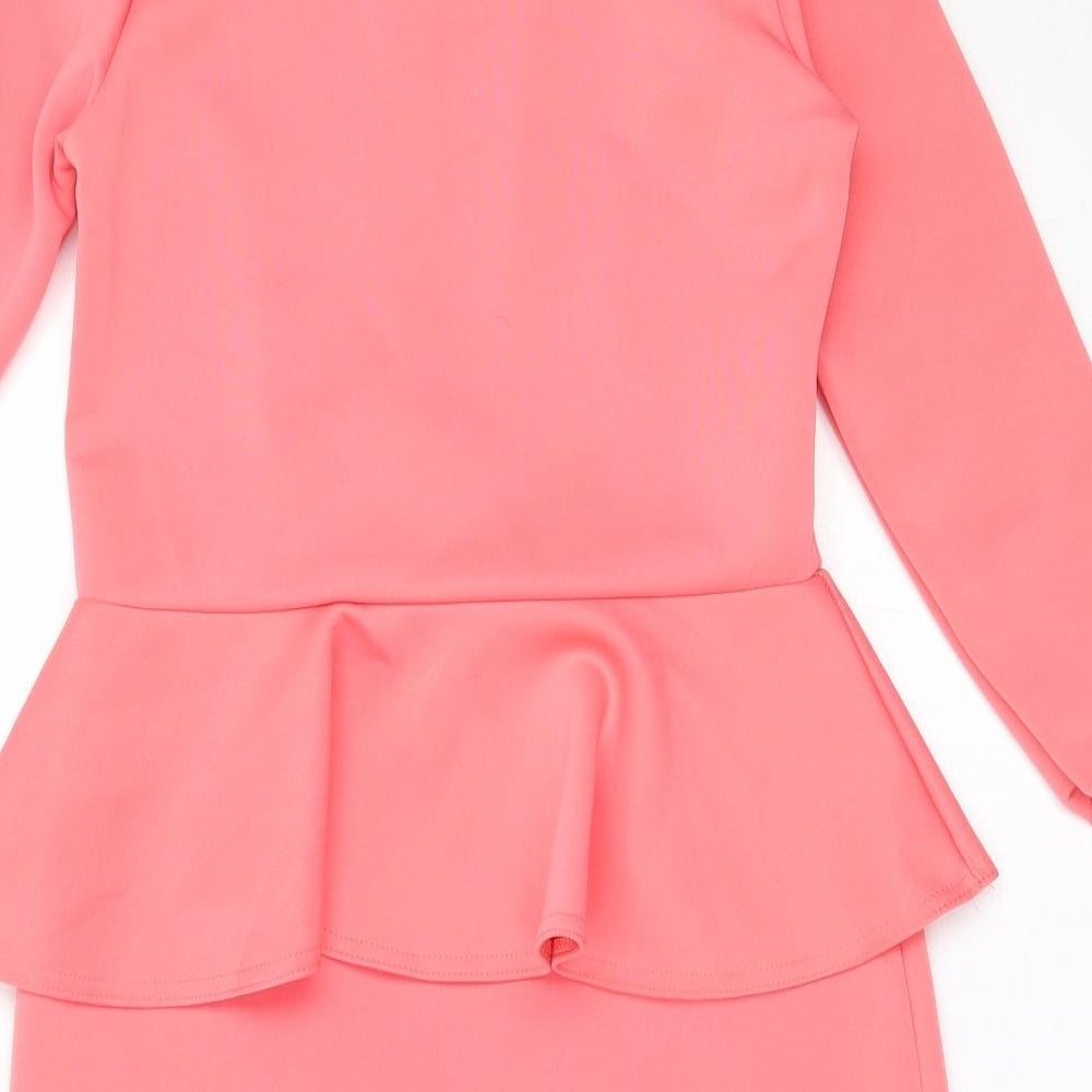 Boohoo Womens Pink Polyester Shift Size 10 Round Neck