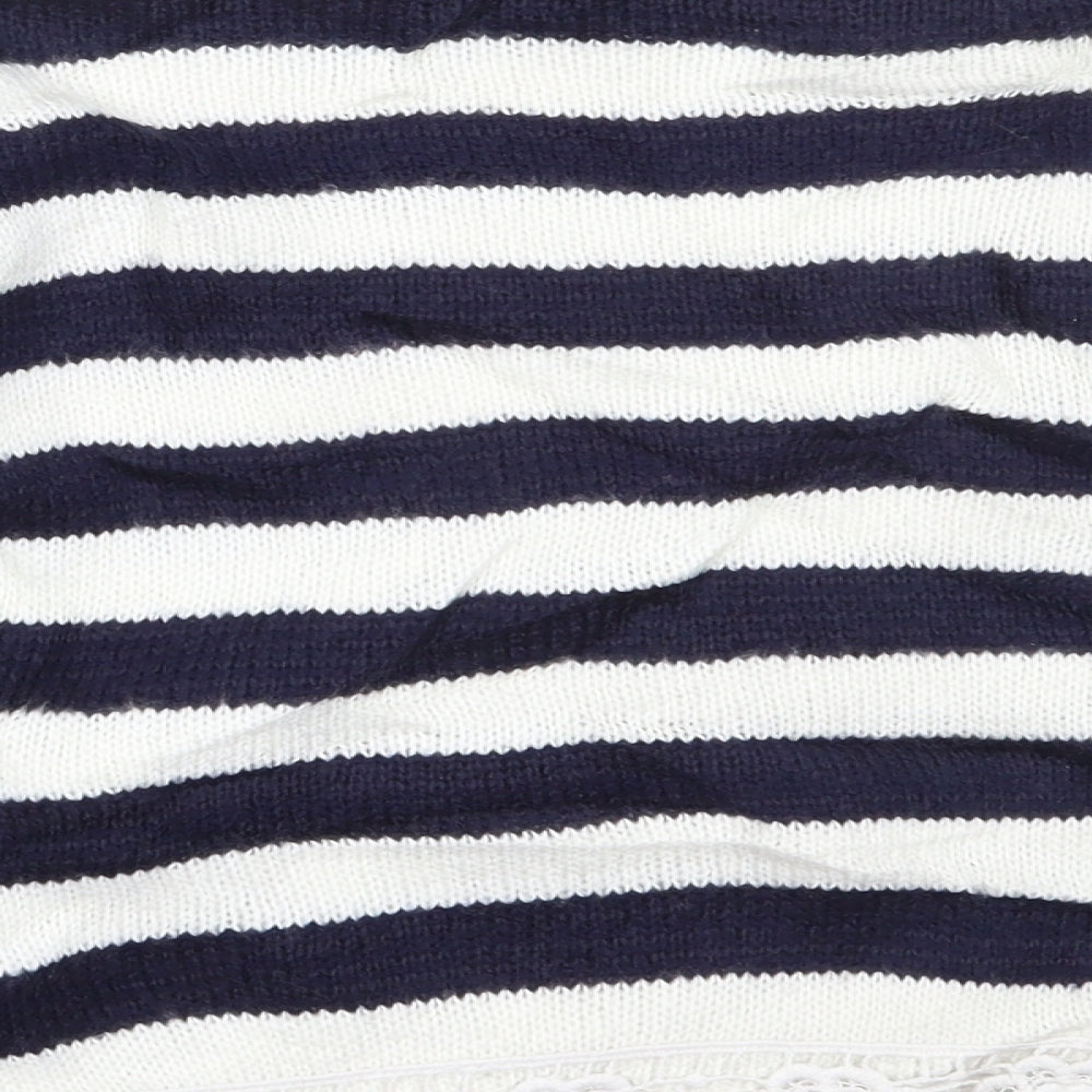 Dorothy Perkins Womens Blue Round Neck Striped Acrylic Pullover Jumper Size 12