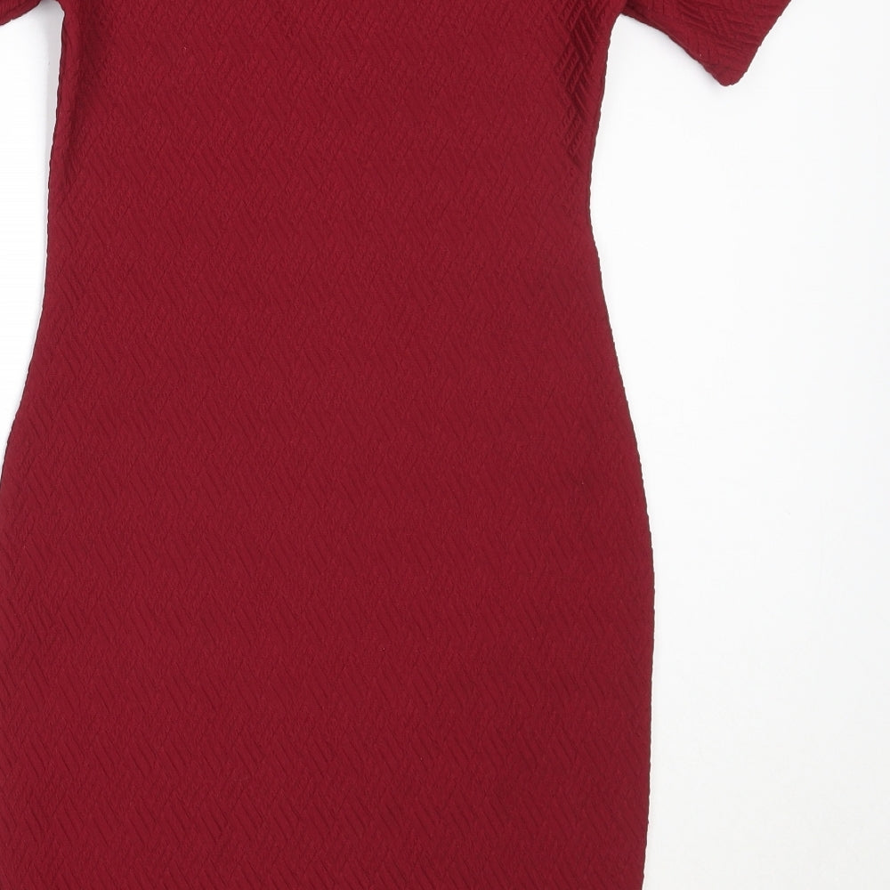 New Look Womens Red Polyester Bodycon Size 8 Off the Shoulder