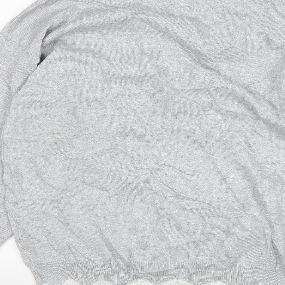 MissLook Womens Grey V-Neck Cotton Pullover Jumper Size M