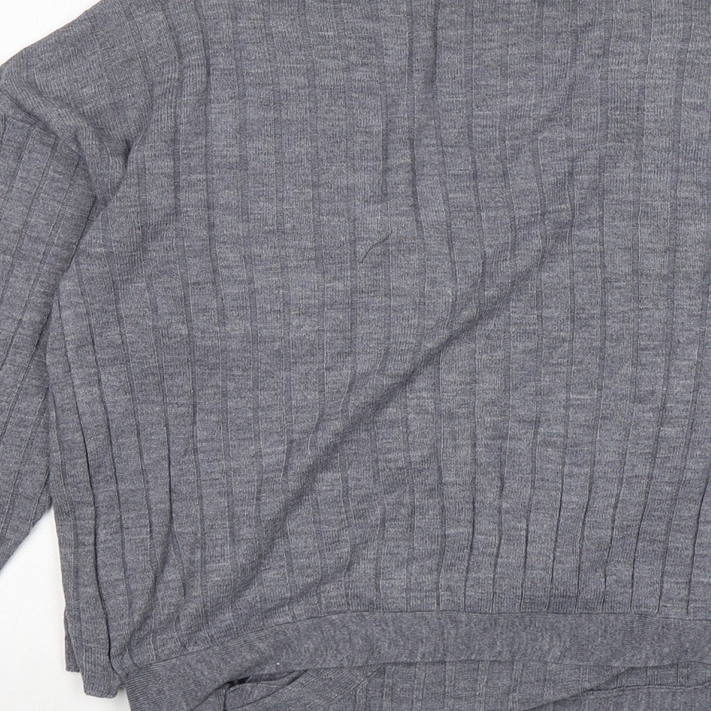 NEXT Womens Grey V-Neck Acrylic Cardigan Jumper Size 10
